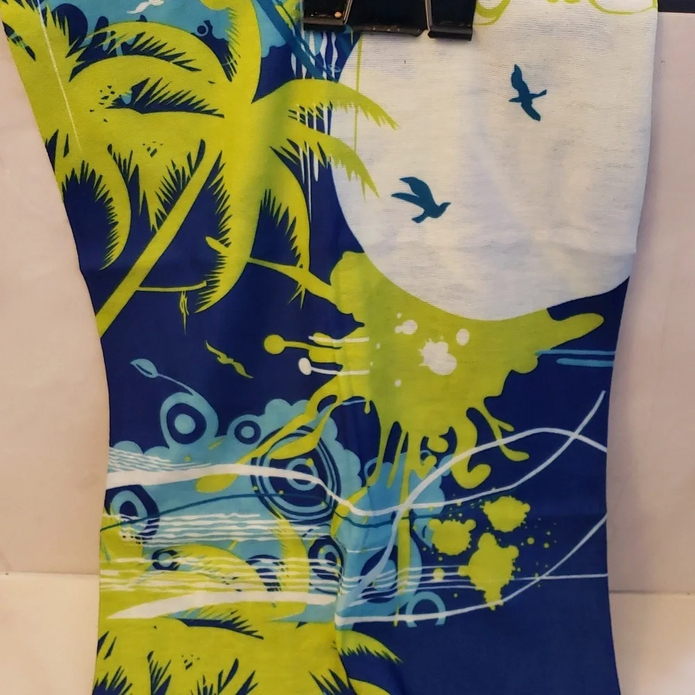 RYZGOJV Palm Tree & Surf Scene Blue And Lime Green Gaitor Set Of 3